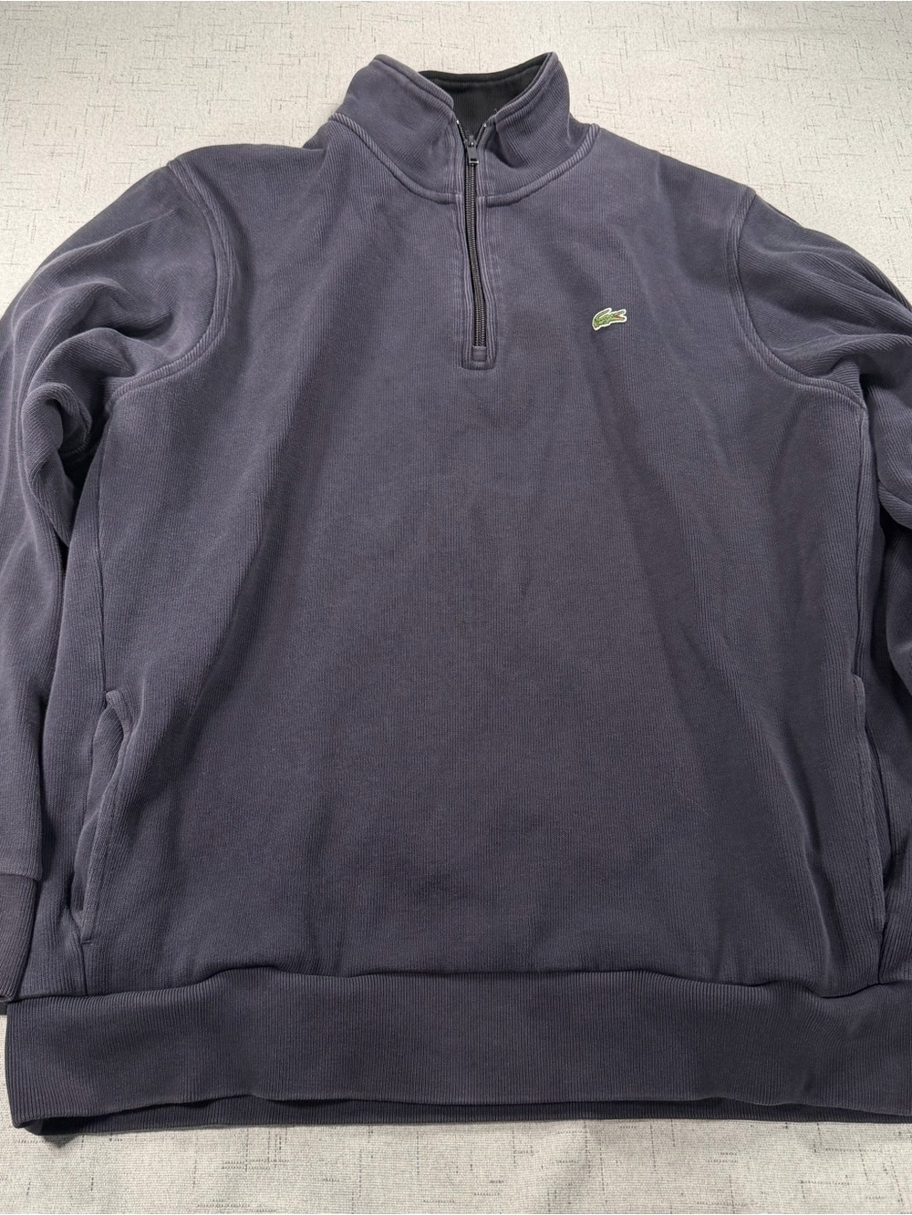 Y2K Lacoste Men’s Navy Quarter-Zip Fleece Pullover